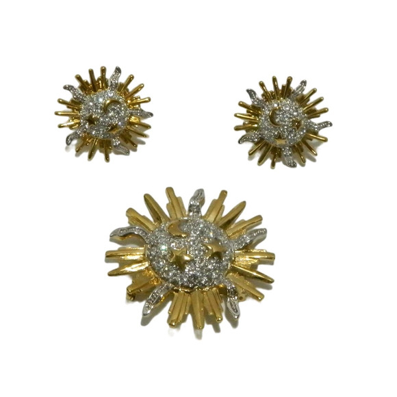 Charmelle Sunburst Earrings and Brooch Set - Picture 2 of 10